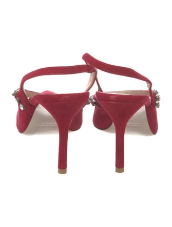 Miu Miu Suede Crystal Embellishments Slingback Pumps
