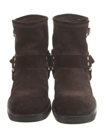 Miu Miu Suede Studded Accents Moto Boots