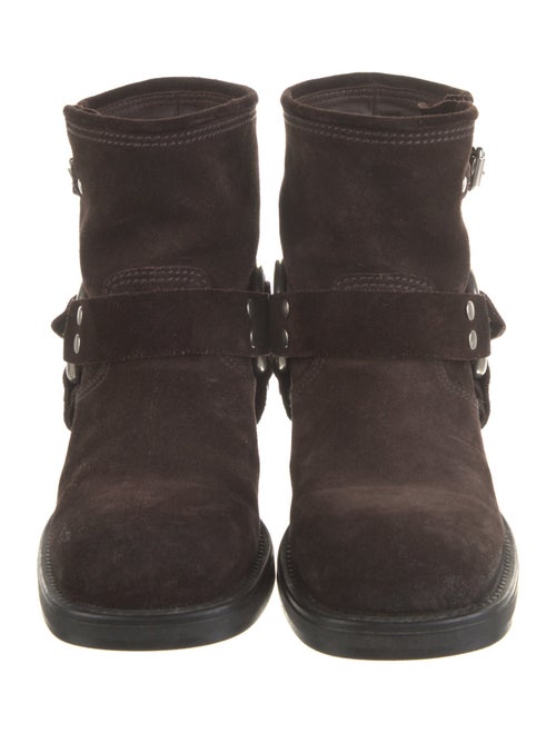 Miu Miu Suede Studded Accents Moto Boots