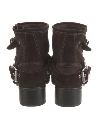 Miu Miu Suede Studded Accents Moto Boots