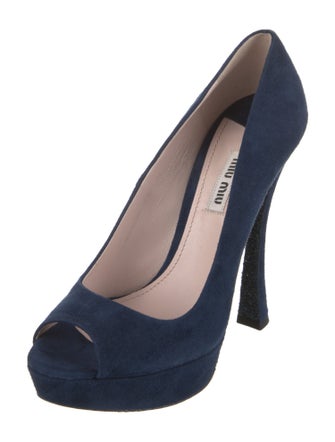 Miu Miu Suede Glitter Accents Pumps