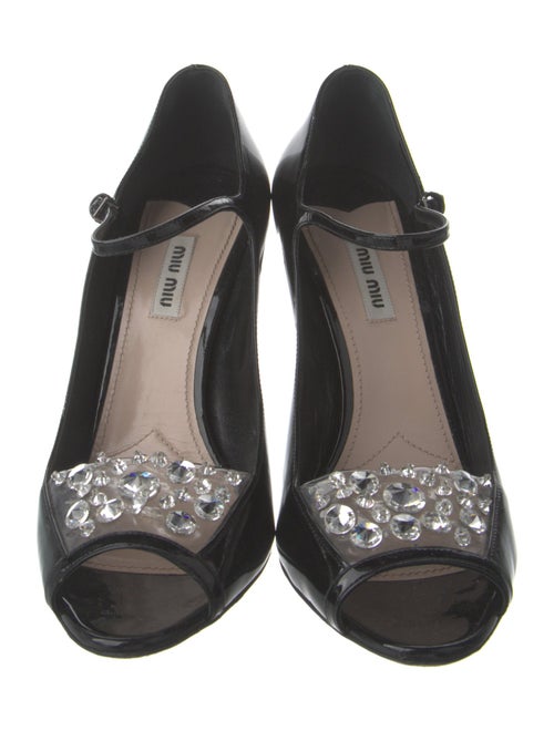 Miu Miu Patent Leather Crystal Embellishments Pumps