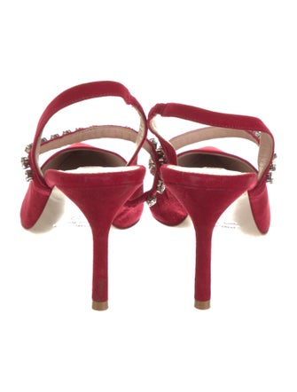 Miu Miu Suede Crystal Embellishments Slingback Pumps