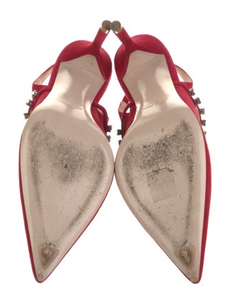 Miu Miu Suede Crystal Embellishments Slingback Pumps