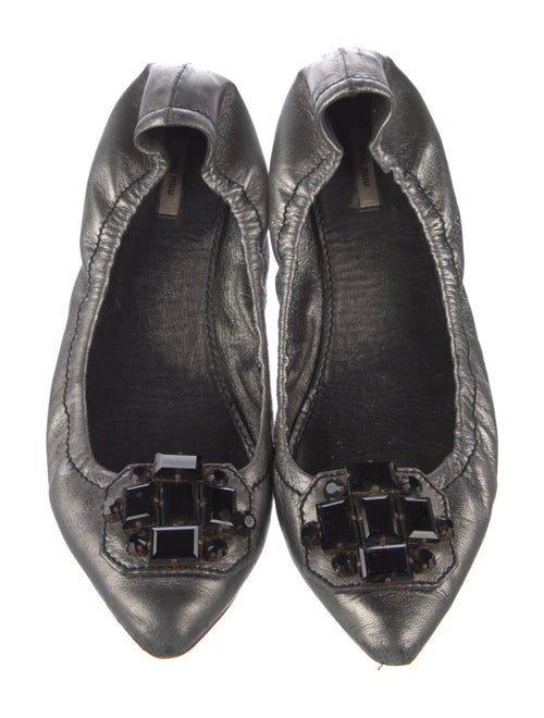 Miu Miu Leather Crystal Embellishments Ballet Flats