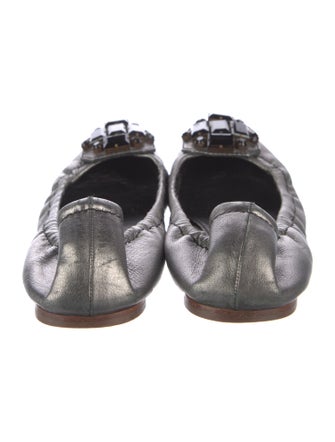 Miu Miu Leather Crystal Embellishments Ballet Flats