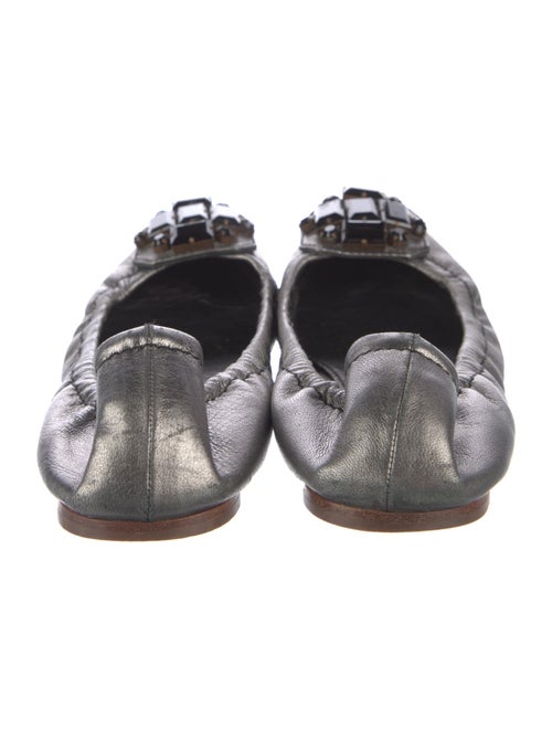 Miu Miu Leather Crystal Embellishments Ballet Flats