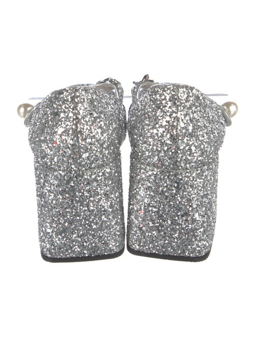 Miu Miu Glitter Chain-Link Accents T-Strap Pumps