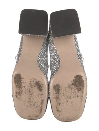 Miu Miu Glitter Chain-Link Accents T-Strap Pumps