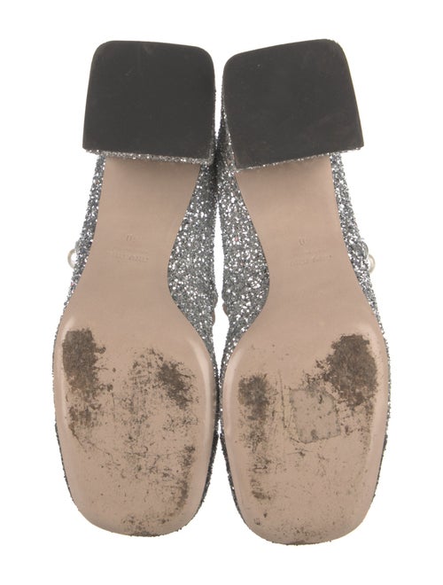 Miu Miu Glitter Chain-Link Accents T-Strap Pumps