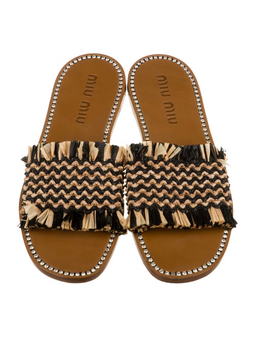 Miu Miu Straw Patterned Slides