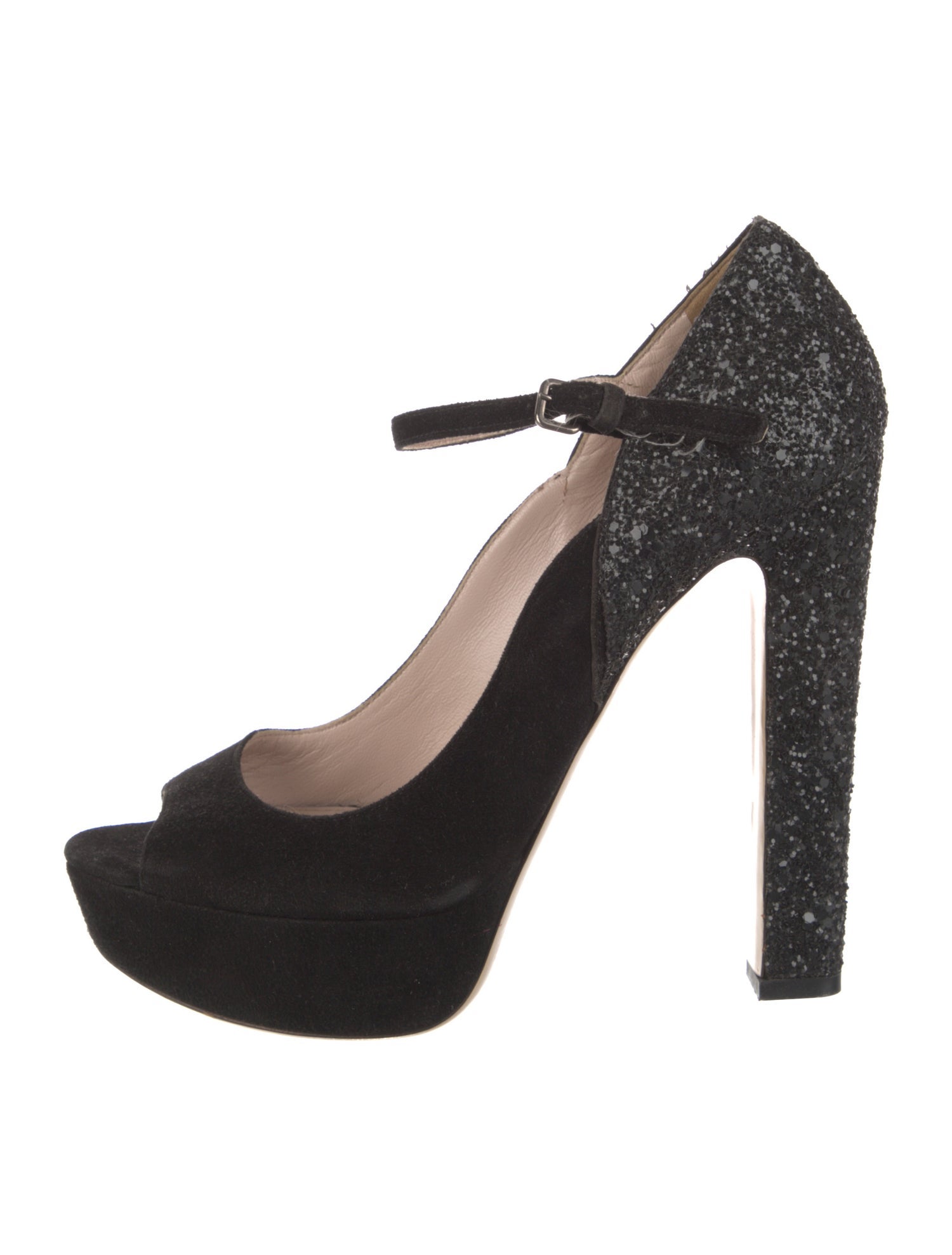 Miu Miu Suede Glitter Accents Pumps