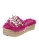 Miu Miu Fur Crystal Embellishments Espadrilles