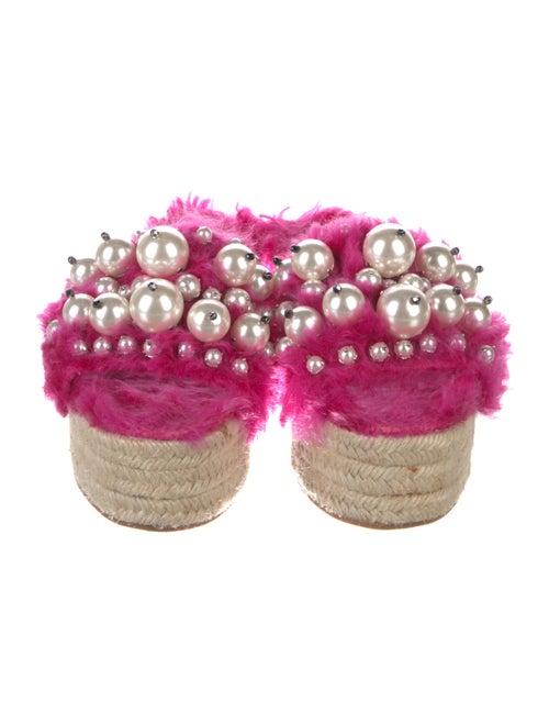 Miu Miu Fur Crystal Embellishments Espadrilles
