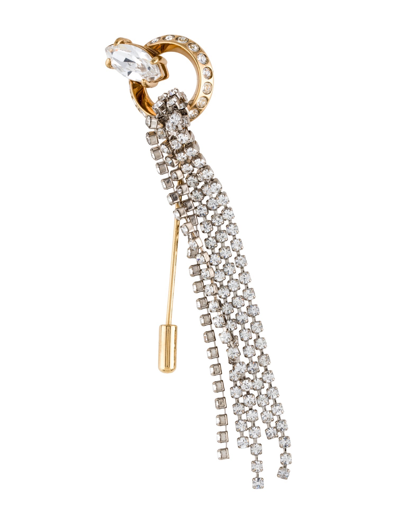Miu Miu Crystal Fringe Stick Pin Brooch