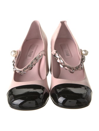 Miu Miu Leather Chain-Link Accents Pumps