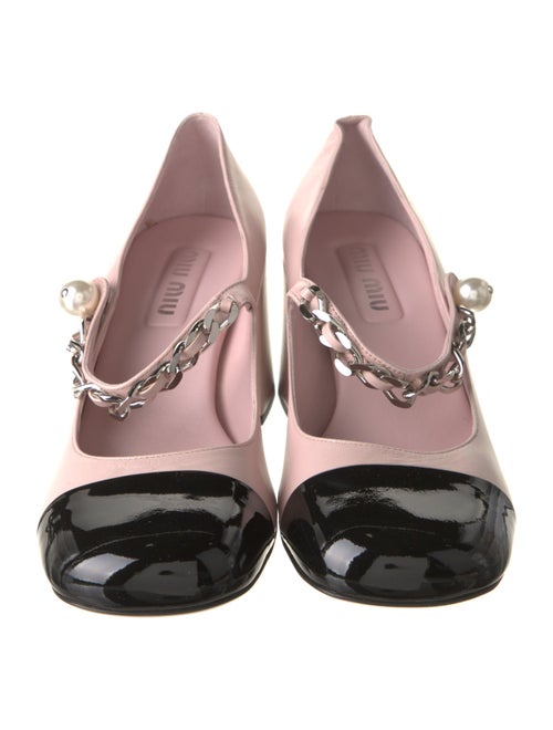 Miu Miu Leather Chain-Link Accents Pumps
