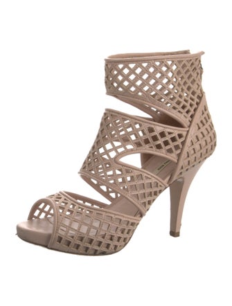 Miu Miu Leather Lasercut Accents Sandals