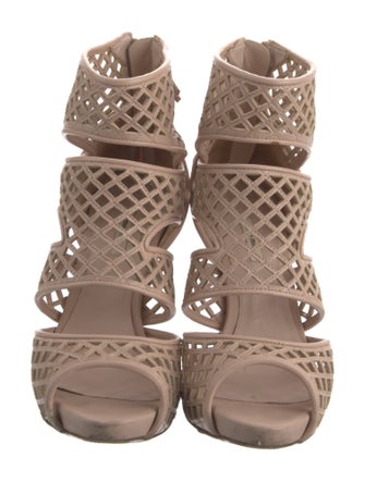 Miu Miu Leather Lasercut Accents Sandals