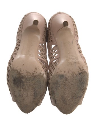 Miu Miu Leather Lasercut Accents Sandals