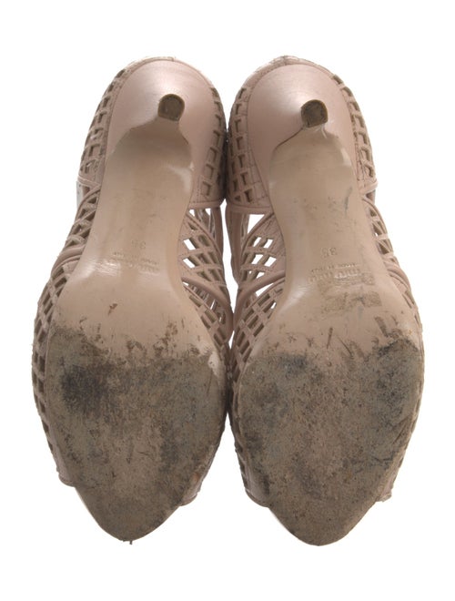 Miu Miu Leather Lasercut Accents Sandals