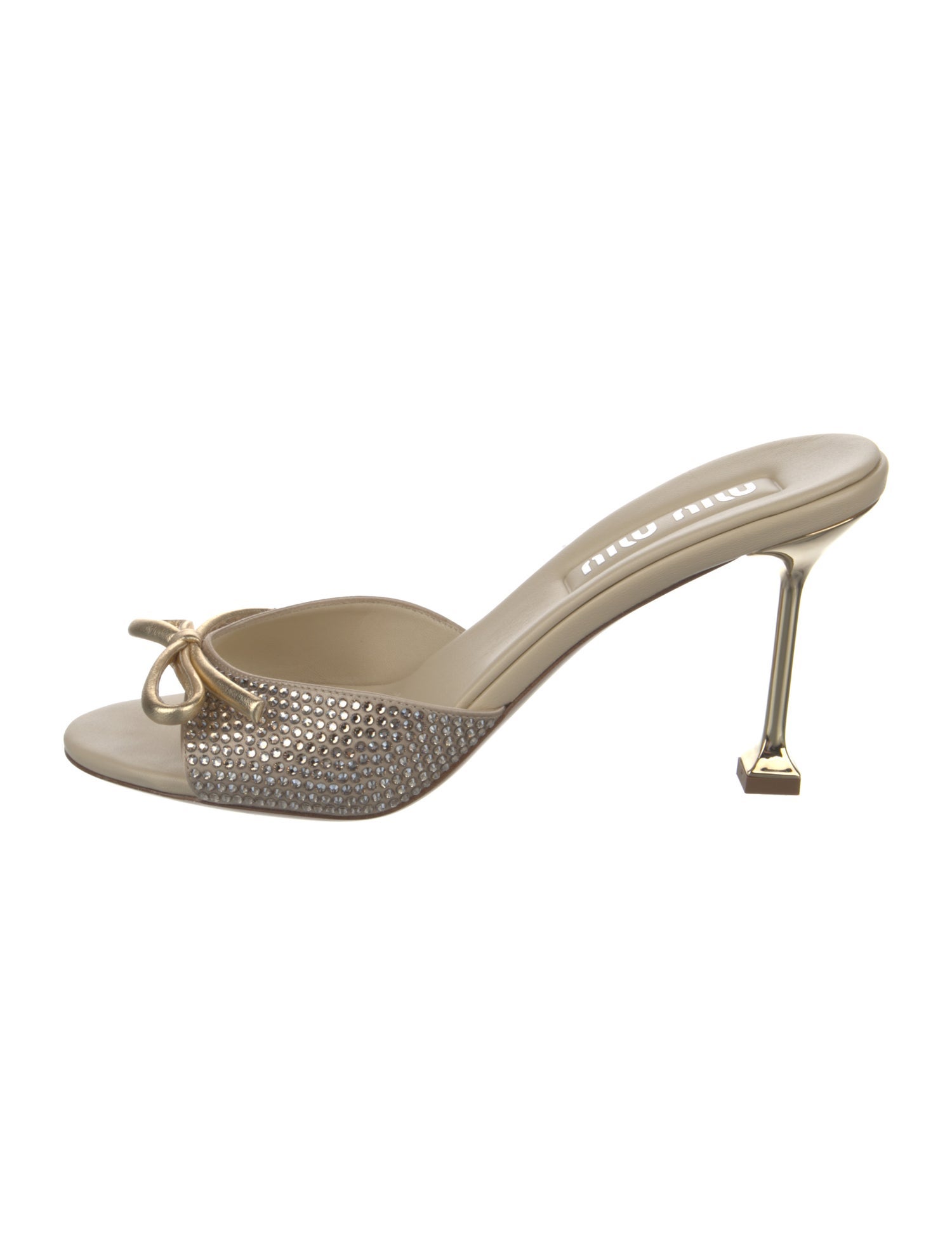 Miu Miu Leather Bow Accents Slides