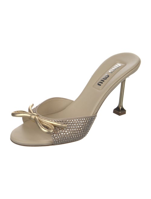Miu Miu Leather Bow Accents Slides
