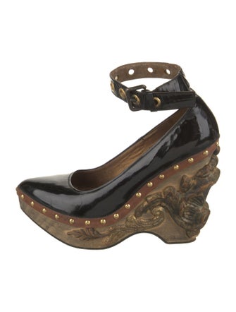 Miu Miu Patent Leather Studded Accents Pumps