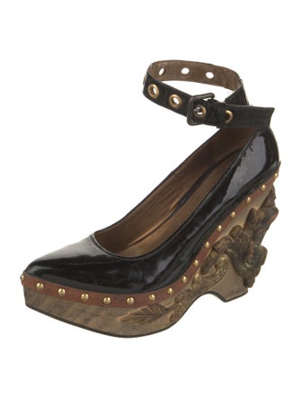 Miu Miu Patent Leather Studded Accents Pumps