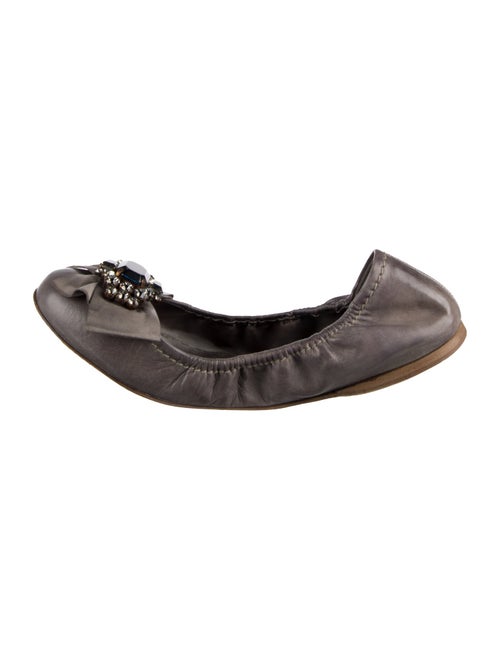Miu Miu Leather Bow Accents Ballet Flats