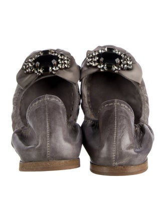 Miu Miu Leather Bow Accents Ballet Flats