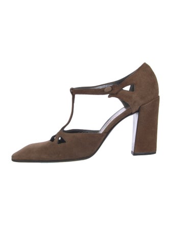 Miu Miu Suede T-Strap Pumps