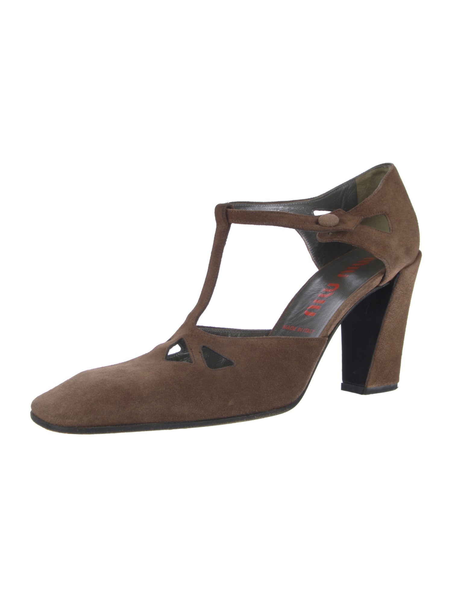 Miu Miu Suede T-Strap Pumps