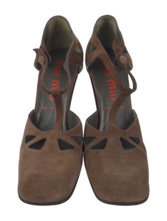 Miu Miu Suede T-Strap Pumps