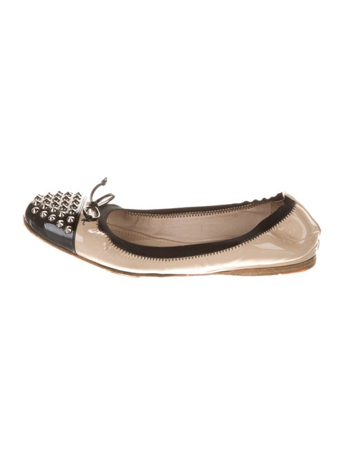 Miu Miu Patent Leather Bow Accents Ballet Flats