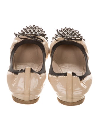 Miu Miu Patent Leather Bow Accents Ballet Flats