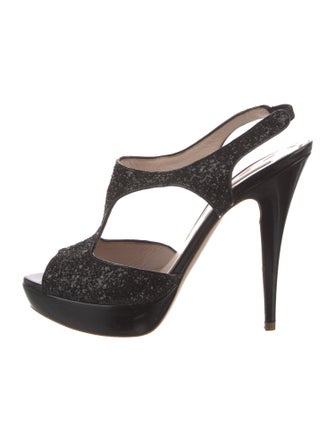 Miu Miu Glitter Glitter Accents T-Strap Pumps