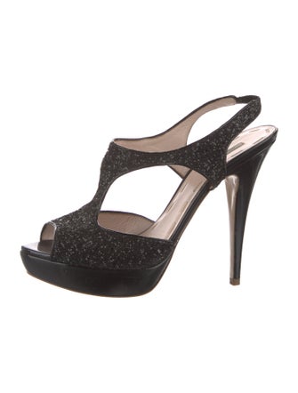 Miu Miu Glitter Glitter Accents T-Strap Pumps