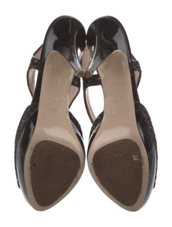 Miu Miu Glitter Glitter Accents T-Strap Pumps