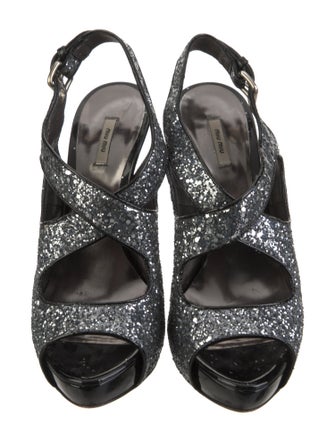 Miu Miu Glitter Slingback Sandals