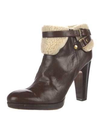 Miu Miu Leather Faux Fur Trim Boots