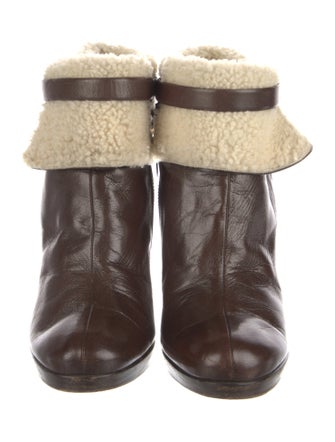 Miu Miu Leather Faux Fur Trim Boots