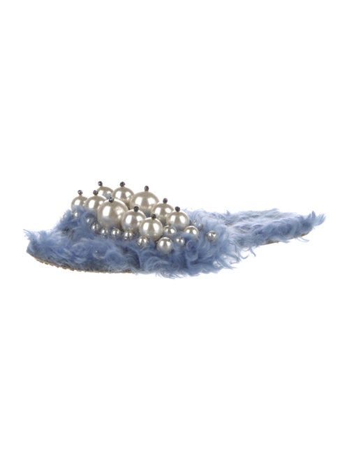 Miu Miu Faux Pearl Accents Fur Slides