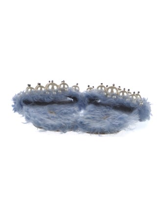 Miu Miu Faux Pearl Accents Fur Slides