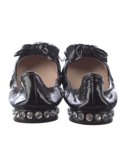 Miu Miu Patent Leather Bow Accents Ballet Flats