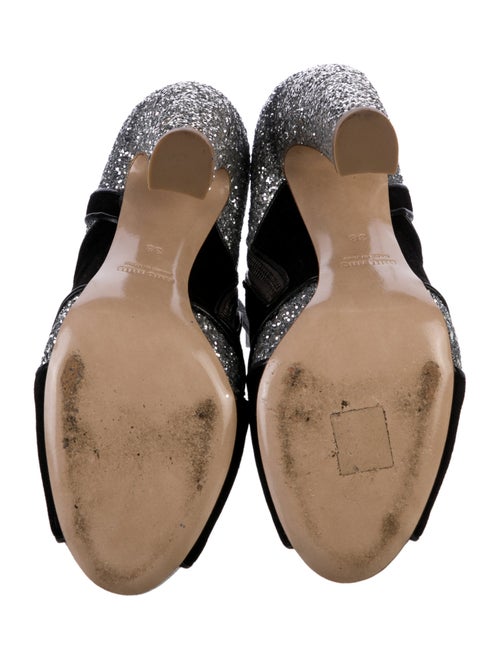 Miu Miu Leather Printed T-Strap Pumps