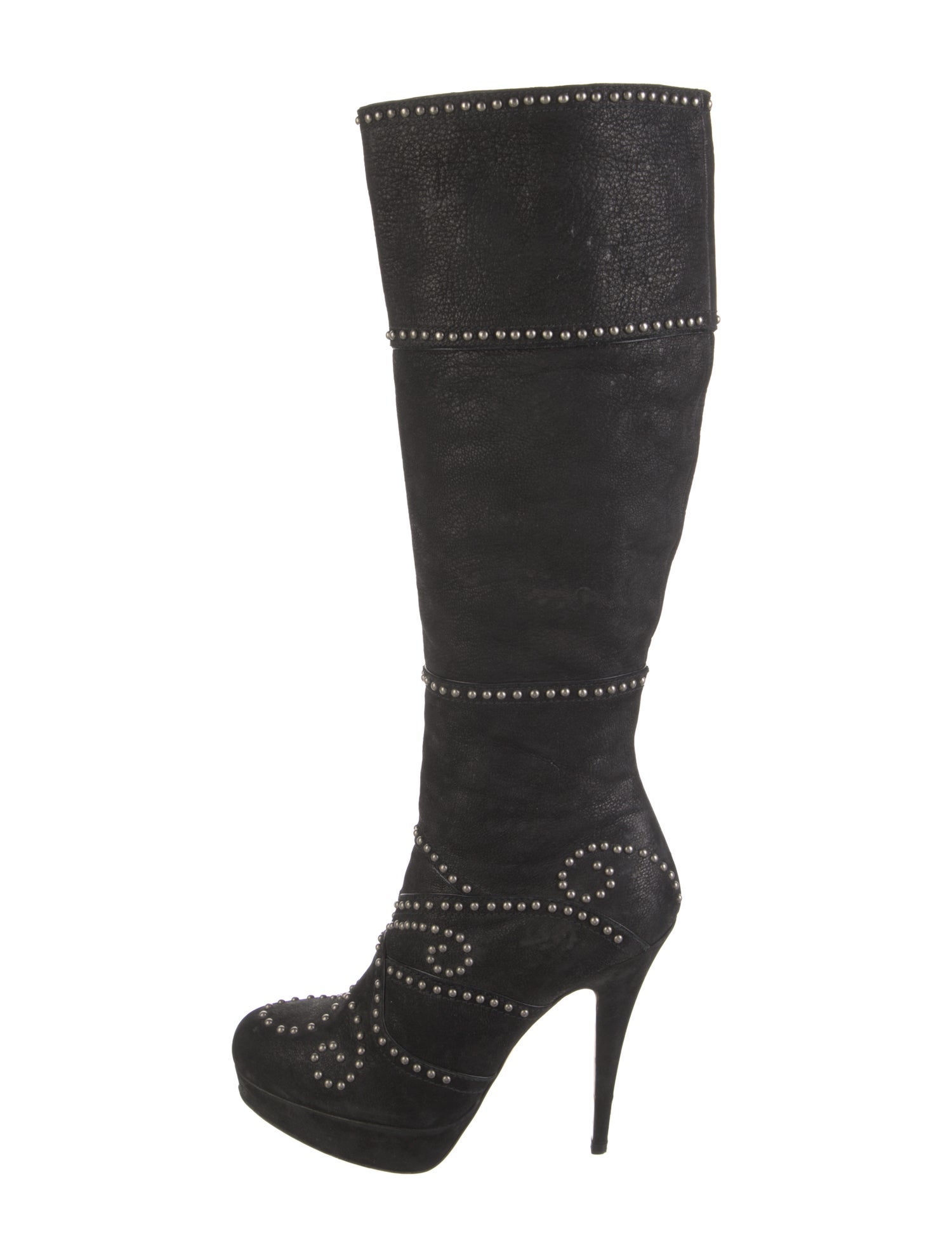 Miu Miu Suede Studded Accents Lace-Up Boots