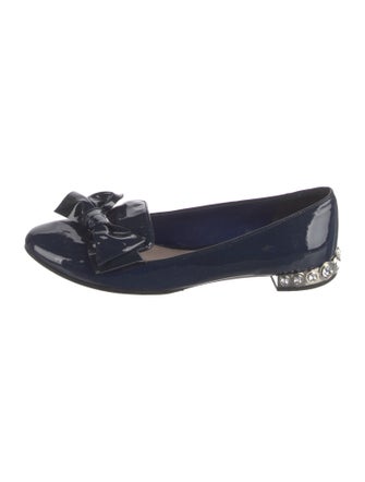 Miu Miu Patent Leather Bow Accents Loafers