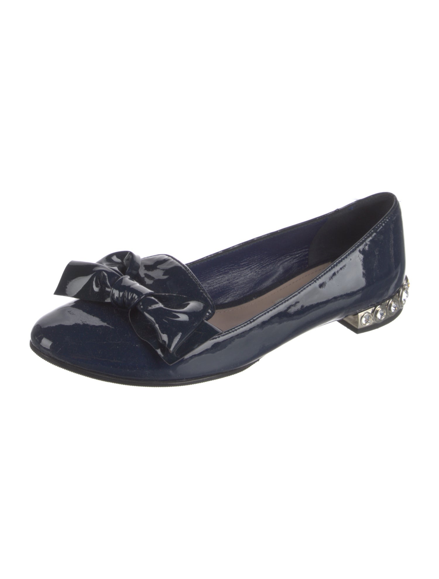 Miu Miu Patent Leather Bow Accents Loafers