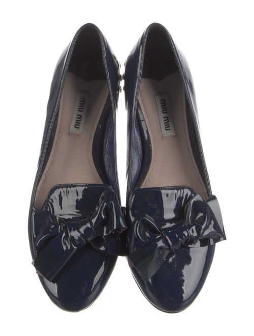 Miu Miu Patent Leather Bow Accents Loafers